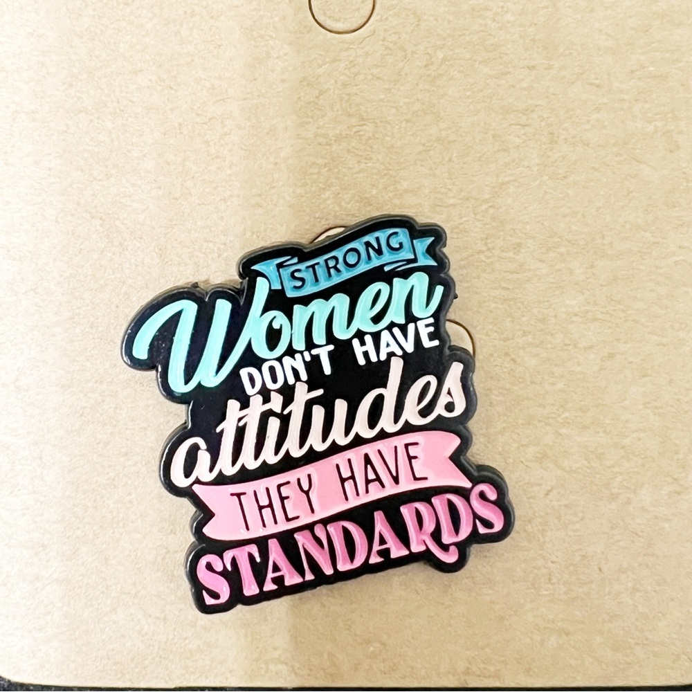 Strong Women Enamel Pin – Empowerment Quote, Pastel Colors
